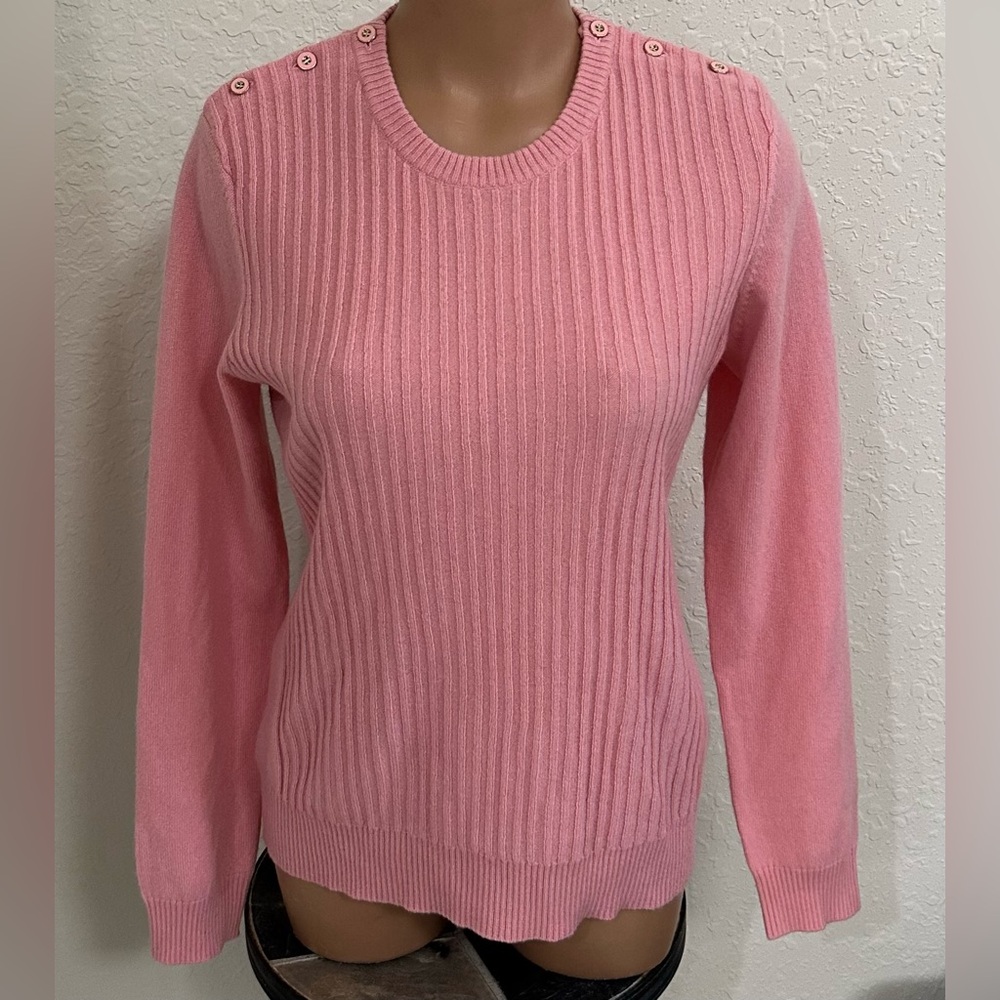 J. Mclaughlin Ribbed Button Shoulder Cashmere Swe… - image 3
